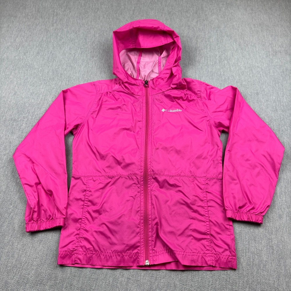 Columbia Jacket Girls M 10/12 Switchback Rain Pink Full Zip Hooded Windbreaker